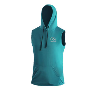 Sweats à capuche Streetwear sans manches Nouveaux sweats à capuche à la mode Séchage rapide Vêtements décontractés Hommes Gym Coton Sweats à capuche sans manches - Product Image 3