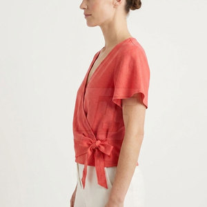 <b>Resort</b> <b>Women</b> Beach Top Summer Short Sleeve Crop Shirt Casual Lightweight Vacation <b>Wear</b> Stylish Holiday Fashion Clothing - Product Image 5
