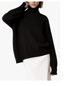 DIRECT FACTORY BANGLADESH NEW ARRIVAL CUSTOM LOGO TURTLE NECK SWEATER <b>CHUNKY</b> LONG SLEEVE <b>KNITTED</b> PULLOVER HIGH LOW HEM TRENDY - Product Image 4