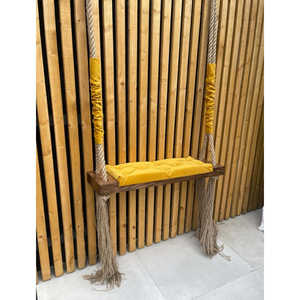 Grand coussin de balançoire en bois de chêne foncé pour adulte, design rustique, pour usage intérieur ou extérieur, pour balançoires de patio, fabriqué en métal durable - Product Image 1