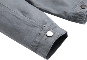 2025 hommes coupe ajustée coton Denim chemise élastique décontracté à manches longues avec Double poche en gros Jeans T-Shirts pas cher - Product Image 5