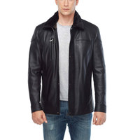 Veste en cuir d'agneau véritable pour homme avec col en fourrure de qualité supérieure, service d'échantillonnage et personnalisation disponibles