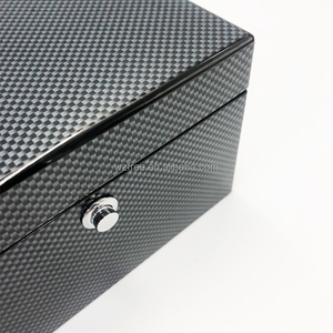 Carbon Fiber Watch <strong>Box</strong> with Button Lock <strong>Removable</strong> Interior Luxury High-Quality Black Watch Display <strong>Box</strong> Custom LOGO - Product Image 5