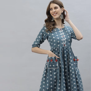 Robe ethnique pour femmes de haute qualité, design tissé, design imprimé élégant, robe pour femmes pour les occasions spéciales - Product Image 1