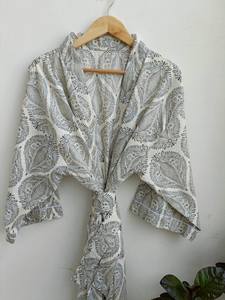 Nouveau Style de plage bohème exclusif indien fait à la main bloc imprimé Kimono Robe 100% coton longueur au sol disponible au prix de gros - Product Image 2
