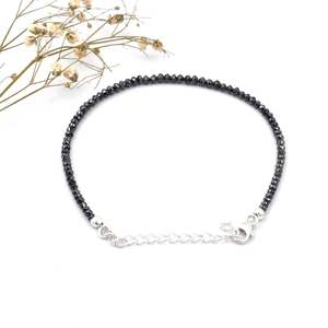 AAA+ Black Diamond <b>Bracelet</b> with 2.5-3MM Zircon <b>Ball</b> Beads - Product Image 3