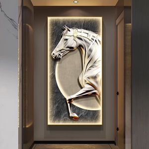 مصنع الجملة الأبيض مؤطرة الحصان الفاخرة جدار الفن صورة الزجاج المقسى أدى ضوء الزخرفية الحديثة - Product Image 5