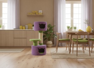 Arbre à chat en fausse fourrure Amistar Sigma de haute qualité, hauteur 125 cm, 4+ niveaux, pour chats et chatons de toutes tailles et de tous âges - Product Image 6