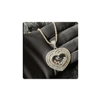 Pendentif en forme de cœur en diamant naturel de haute qualité fabriqué en or blanc 14 carats avec diamants mobiles en verre