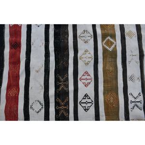 พรมคิลิมตุรกีวินเทจ ขนาด 2.9 x 7.2 ฟุต คลาสสิก ทำมือจากขนสัตว์ เป็นมิตรกับสิ่งแวดล้อม ขนปานกลาง ด้านหลังทำจากยางลาเท็กซ์ สีขาวดำลายปะติด - Product Image 5