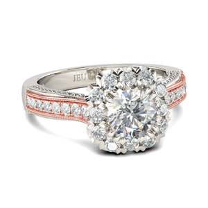 Anillo de Plata de Ley con Corte Redondo de Dos Tonos Jeulia Halo para Aniversario - Product Image 2