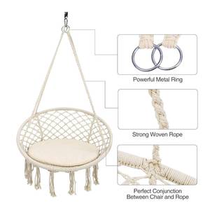 Handmade Modern <b>Macrame</b> <b>Swing</b> <b>Chair</b> Outdoor Furniture Custom Design Available Made Natural Cotton Eco-Friendly Home Patio <b>Swing</b> - Product Image 6