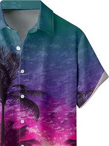 Camisa Hawaiana de Alta Calidad para Hombre, Estampado Digital, Manga Corta, Poliéster/Algodón, Transpirable, Ecológica, Informal para la Playa - Product Image 3