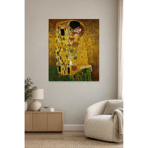 Fida Klimt The Kiss Impression sur toile à motif doré - Product Image 2