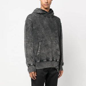 Sweat-shirts pour hommes de haute qualité 2026, 380G-480G, 100% coton, style streetwear, surdimensionné, épaules tombantes, poche avant, vintage, délavé à l'acide - Product Image 3