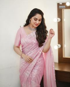 Georgette Saree-Blusa de diseño indio de 60 GM para mujer, blusa bordada con Secuencia, ropa de boda, novedad de moda - Product Image 5