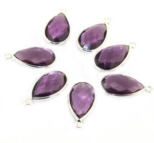 Venta al por mayor a granel joyería fina DIY bisel piedras preciosas conector colgantes y dijes estilo Vintage amatista diamante plata patrón número - Product Image 6