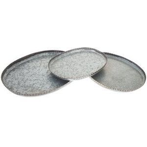 Set of 3 Galvanized Serving Trays Tabletop Food and Dessert Trays <b>Metal</b> <b>Tin</b> Home Dinnerware Elegant and Durable Stylish Serving - Product Image 2
