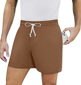 Pantalones cortos de malla de 5 pulgadas por encima de la rodilla para hombre con logotipo bordado por sublimación 100% algodón patrón sólido logotipo personalizado pantalones cortos de sudor - Product Image 3