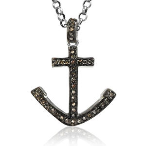 Joyería de Hip Hop, collares con colgante de plata de ley 925 de lujo para mujer, joyería fina con estilo de ancla de diamante pavimentado - Product Image 1