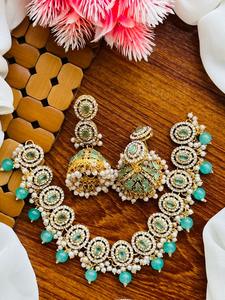Handcrafted Traditional Meena Kari Stainless Steel <b>Jewelry</b> <b>Set</b> Classic Style with Colorful Enamel Work for Bridal Festive Wear - Product Image 4