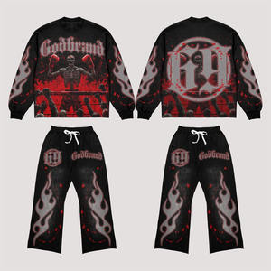 Oversized 100% Cotton Men's Tracksuit Heavyweight Casual Design with Sun Faded Streetwear & Custom Printed Embroidery for Winter - Product Image 6