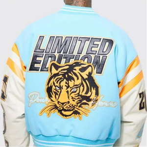 Gran oferta de chaqueta acolchada de talla grande personalizada con capucha para hombre Letterman Bomber Varsity chaqueta de béisbol - Product Image 5