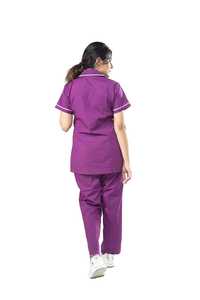 Uniforme de enfermera médica para mujer, traje de hospital púrpura, conjunto de ropa de trabajo frontal con botones de manga corta con bolsillos para el cuidado de la salud - Product Image 3