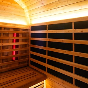 Home Spa Carbonized Spruce Wooden Outdoor 4 People Sauna Room with Infrared <b>Heaters</b> - Product Image 5