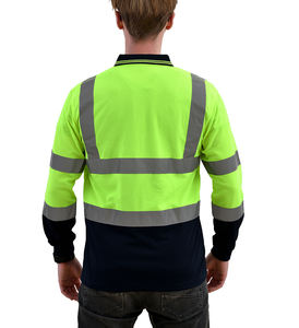 <b>Yellow</b> Polo Long Sleeve Polyester T <b>Shirt</b> Workwear Reflective Safety Work Clothing <b>Shirts</b> for <b>Men</b> - Product Image 4
