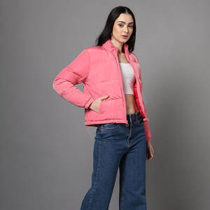 OEM grueso de moda de las mujeres chaquetas de invierno Satén Puffer Abrigos con Shearling Diseño de cuero impreso al por mayor de diseño superior - Product Image 5