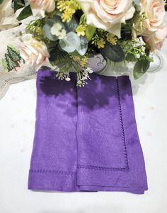 Servilletas de Lino Morado Hechas a Mano de Alta Calidad, Bordadas con Dobladillo de Escalera, para Hogar, Hotel o Eventos, Venta al Por Mayor Personalizada - Product Image 1