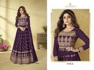 Robe longue brodée de style indien pour femmes, tenue de mariage et de fête - Product Image 2