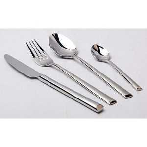 Mango largo de cerámica negra con diseño plano, acabado plateado mate, lujo, simplicidad completa, cuchara, tenedor y cuchillo, juego de cubiertos - Product Image 3