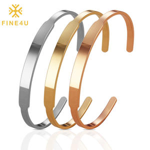 6mm 8mm <strong>Custom</strong> LOGO Jewelry Stainless Steel C-Shaped Bracelet Fashion Laserable Engraved Metal Blank Cuff Bracelet <strong>Bangle</strong> - Product Image 1