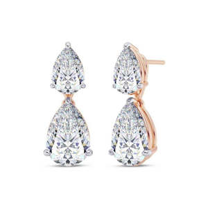 Boucles d'oreilles en moissanite or rose 7 carats, forme poire, pour un look luxueux - Product Image 2