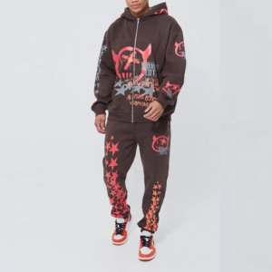 Conjuntos Deportivos Personalizables de Invierno para Hombre, Estilo Urbano, Lavado Ácido, Estampado, 2 Piezas, Ropa Deportiva para Gimnasio, 100% Algodón, Elástico en 4 Direcciones - Product Image 5