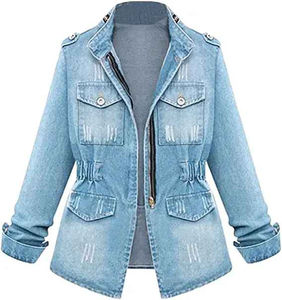 Chaqueta Vaquera de Mujer al por Mayor, Panelada, 440g, Algodón, Lavado a la Piedra, Corte Regular Informal, Estampado Digital, Color en Contraste, Invierno Otoño - Product Image 5