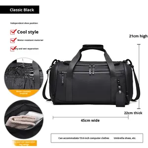 Sac de voyage unisexe de luxe en tissu Oxford avec fermeture éclair, compartiment à chaussures séparé sec/humide, grande capacité, pour sport et fitness - Product Image 1