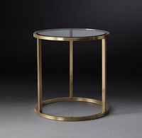 Petit canapé latéral décoratif rond doré Table basse décor à la maison avec dessus en verre salon