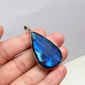 Collar con colgante artesiano de Plata de Ley 925 de labradorita azul natural única al por mayor, colgantes de moda de estilo bohemio - Product Image 5