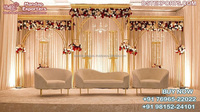 Arches Métalliques Dorées Magnifiques pour Événements et Mariages – Décoration de Scène de Réception de Mariage Élégante – USA