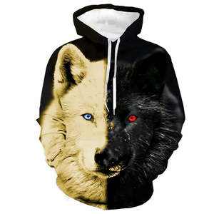 Sudadera con Capucha Unisex para Hombre, Sudadera con Capucha de Moda, Sudadera con Estampado de Lobo en Bloques de Color Animal, Sudadera Informal Deportiva para Uso Diario - Product Image 6