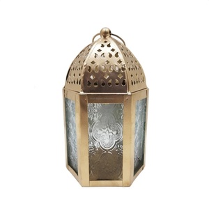 Attractive Design Iron Moroccan Candle <b>Lantern</b> With Green Color Glass for Home Event Party Decoration <b>Lanterns</b> - Product Image 4