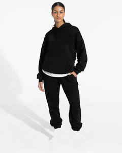 Ensemble de survêtements pour femmes à épaules tombantes OEM Deux pièces Sweat à capuche et pantalon de jogging Logo personnalisé Fournisseur de vêtements de sport à la mode - Product Image 1