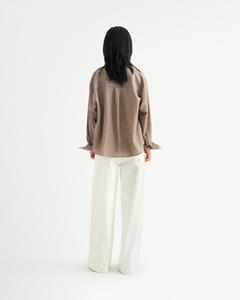 Chemise décontractée à manches longues pour femme, coupe courte, en tissu texturé, séchage rapide, respirante, coupe régulière, idéale pour l'été - Product Image 4