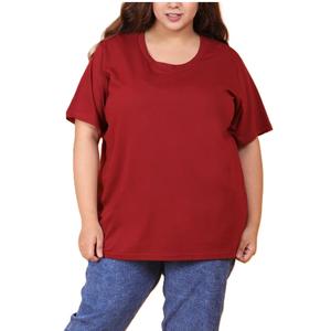 เสื้อยืดแขนสั้นผู้หญิงไซส์ใหญ่ ผ้าฝ้าย ระบายอากาศได้ดี ยั่งยืน ใส่สบาย ไซส์พลัส สำหรับฤดูร้อน ลายเรียบ ราคาขายส่งโดยตรง - Product Image 1