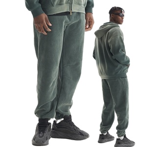 Ensemble de survêtements personnalisés de haute qualité pour hommes, 100% coton, lavage uni, fermeture éclair pour hommes, ensemble streetwear - Product Image 3