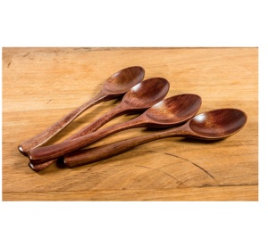 Cucharón de sopa de 8 PEC con mango, juego de utensilios de madera hechos a mano de primera calidad de color natural - Product Image 2