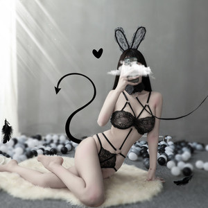 Ensemble de lingerie sexy, costume de demoiselle d'honneur mignon, costume de chat ou de lapin avec body en dentelle - Product Image 1